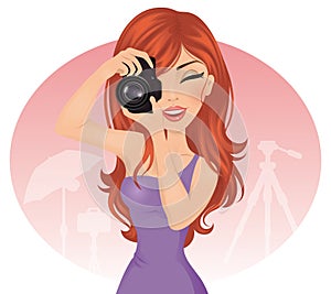 Young photographer woman.