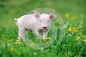 Young pig on grass