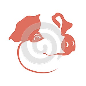 Young pig vector illustration style Flat head