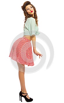 Young pinup woman isolated