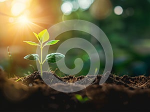 Young Plant Growing In Sunlight