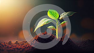 Young plant growing sunlight Saving environment clean planet ecology concept earth conservation day agriculture banner beginning