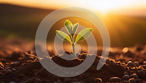 Young plant springing up out of the soil