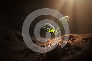 Young Plant in Sunlight, Growing plant, Plant seedling ai generated
