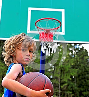 Young player on the basketball court
