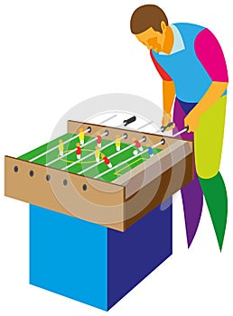 Young player playing table football