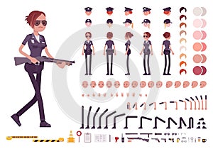 Young policewoman character creation set