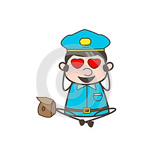 Young Postboy Falling in Love Vector Concept