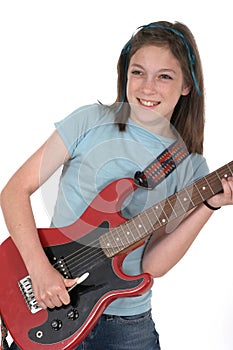 Young Pre Teen Girl Playing Guitar 4