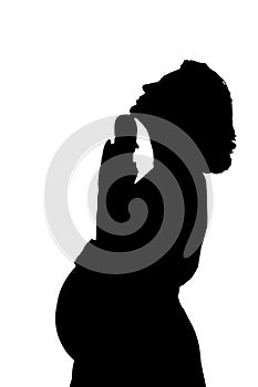 young pregnant woman silhouette and body expression black and white vector image fashion beauty on white background transparent