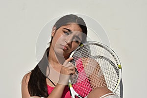 Sad Depressed Athletic Tennis Player Teen Female