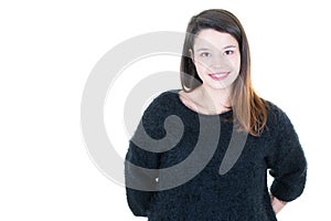 Young pretty Woman Headshot Portrait in white background and copy space