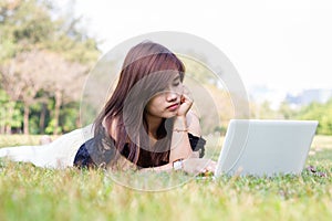 Young pretty woman with laptop