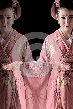 Young pretty woman wearing kimono