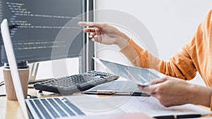 Young Professional programmer working at developing programming
