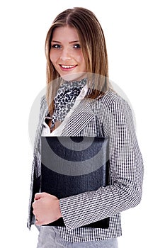 Young professional woman holding her office files