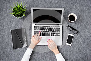 Young professional woman working with computer