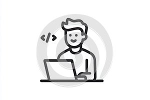 Coding in a modern workspace with a happy programmer focused on the screen