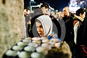 Young protester in Bucharest