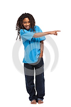 Young rasta kid pointing photo