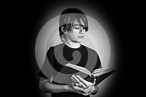 Young reader black and white photo