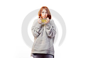 Young red-haired woman sick