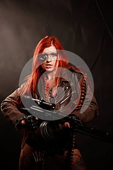 Young redhead military girl