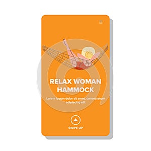 young relax woman hammock vector