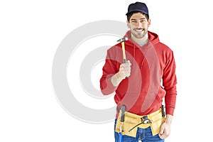 Young repairman with hammer