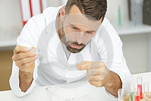 young researcher scientist doing water test contamination expe