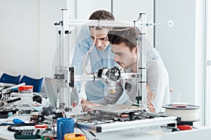 Young researchers and 3D printer