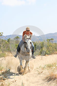 Young rider on the beach