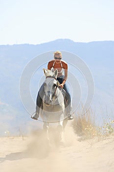 Young rider on the beach