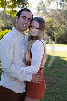 Young romantic couple at a park