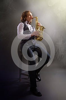 Young saxophone player