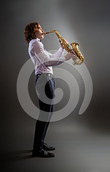 Young saxophone player
