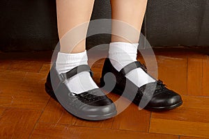 Young School Girl Student Wearing Black Shoes