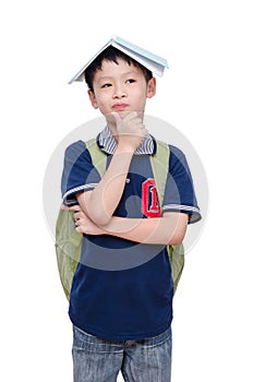 Young schoolboy with backpack