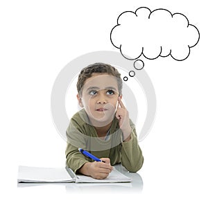 Young Schoolboy Thinking for Answer