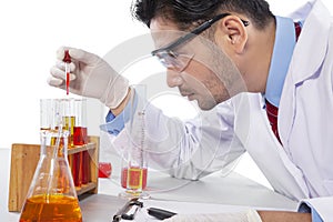 Young scientist doing biotechnology research