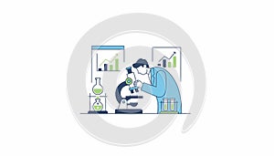 Young scientist doing research in laboratory with microscope