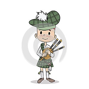 Young scottish boy with bagpipe