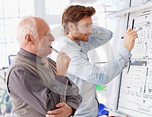 Young and senior architects working together