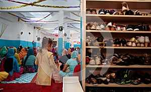 Young Sikh girls playing inside a temple in Mallorca