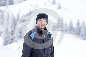 Young skier, skiing in a Austrian mountain resort