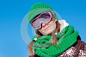 Young skier smiling