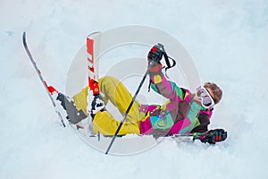 Young skier in winter sports gear