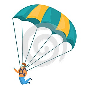 Young skydiver icon, cartoon style