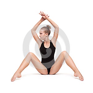 Young slender gymnastic woman