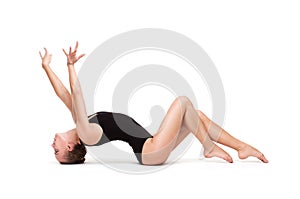 Young slender gymnastic woman